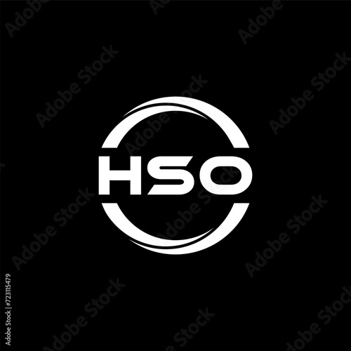 HSO letter logo design with black background in illustrator, cube logo, vector logo, modern alphabet font overlap style. calligraphy designs for logo, Poster, Invitation, etc. photo