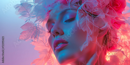 Glamurous woman in a beauty fashion style image with strong make-up