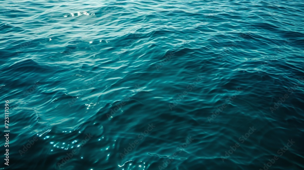 Blue green surface of the ocean in Catalina Island California with gentle ripples on the surface and light refracting Blue green surface of the ocean in Catalina Island California with gentle ripples on the surface and light refracting