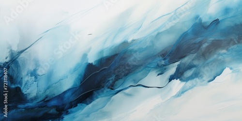 Canvas painting with a combination of blue and white. Abstract background