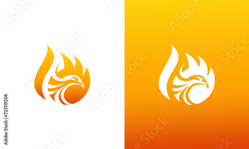 fire eagle head icon logo design vector