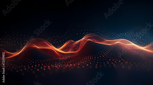 Futuristic technology background of digital glowing waves and network system