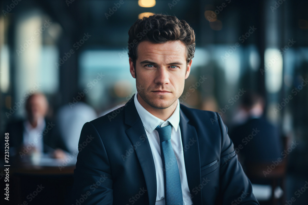 Portrair of smiling successful confident person working in office made with generative AI Portrair of smiling successful confident person working in office made with generative AI