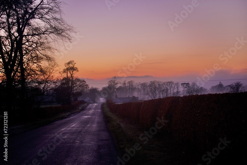 foggy sunrise in dumfries and galloway  photo