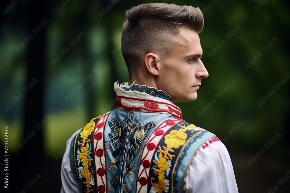 Generative AI picture photo of attractive nice ukrainian man in traditional embroidered national clothes Generative AI picture photo of attractive nice ukrainian man in traditional embroidered national clothes