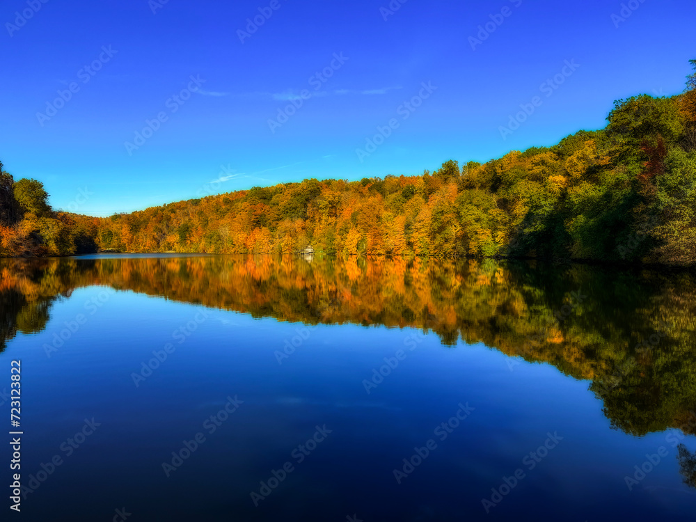Peaceful Fall scenes with calm wter and beautiful  location