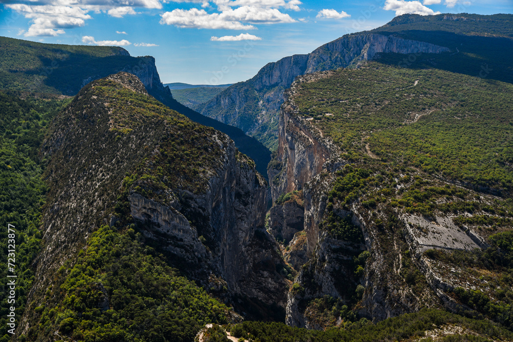 Naklejka premium Beautiful landscape in the Verdon Canyon in France. Rocks and trees in the Verdon canyon.