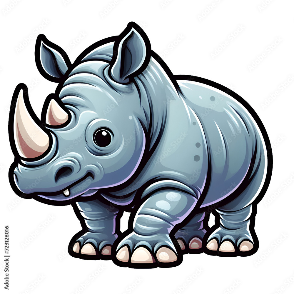 Sticker with the image of a cartoon rhinoceros