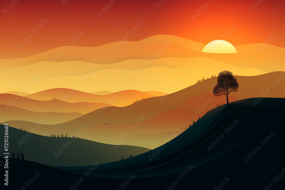 Abstract Sunset Hills Landscape.