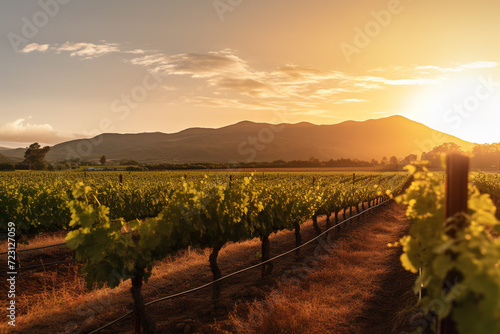 Vineyard at Sunset.