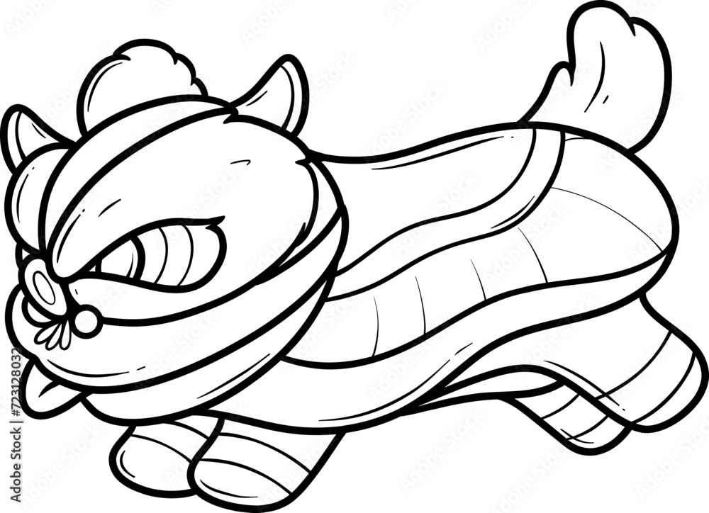 cute traditional chinese lion dance cartoon outline cute traditional chinese lion dance cartoon outline