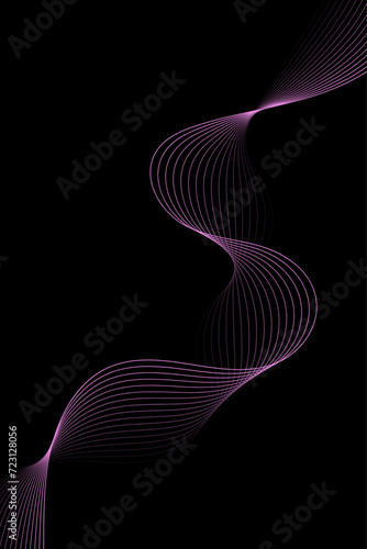 Abstract background with waves for banner. Standart poster size. Vector background with lines. Element for design isolated on black. Pink. Valentine's Day. Women's Day. Brochure