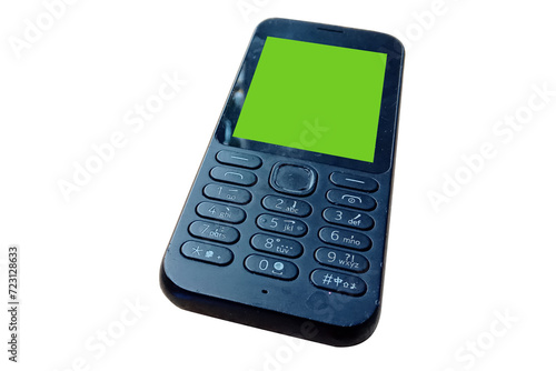 Old cell phone with green screen
