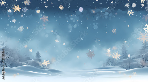 Beautiful winter Christmas glowing background with falling snowflakes, winter background © jiejie