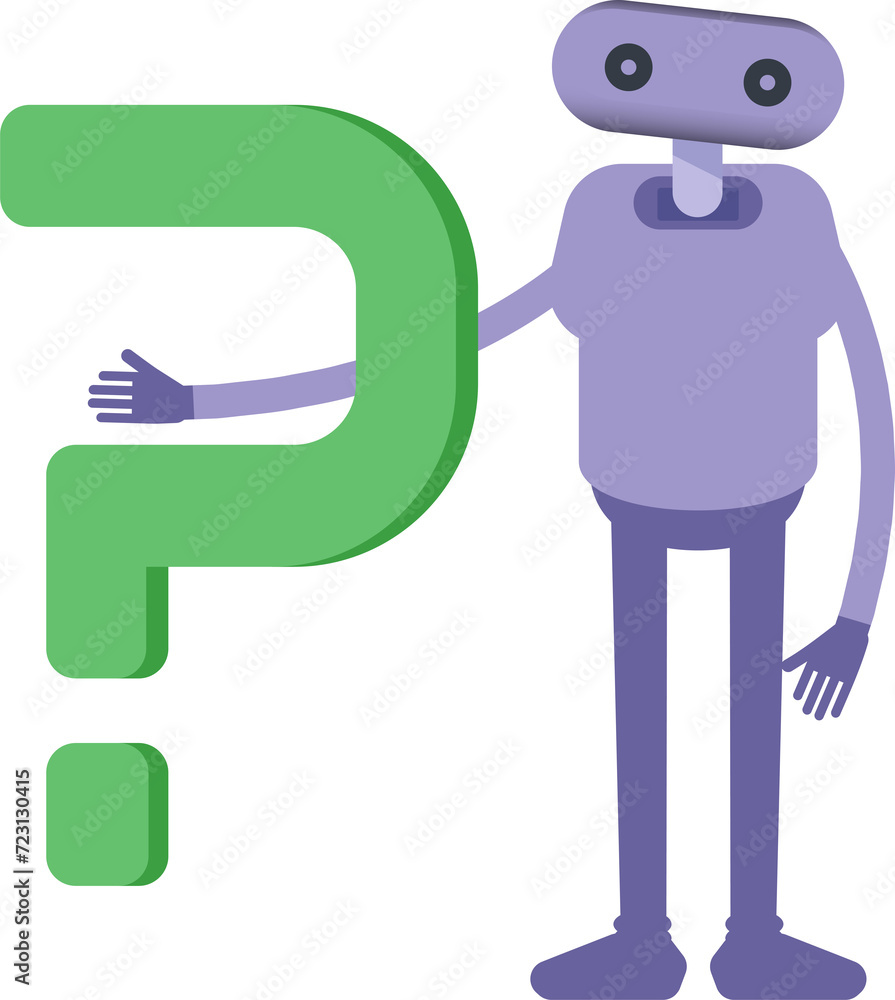 Fototapeta premium Robot Character and Question Mark 