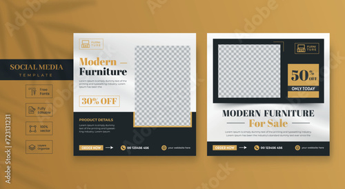 Minimalist furniture social media template, banner, and instagram post template