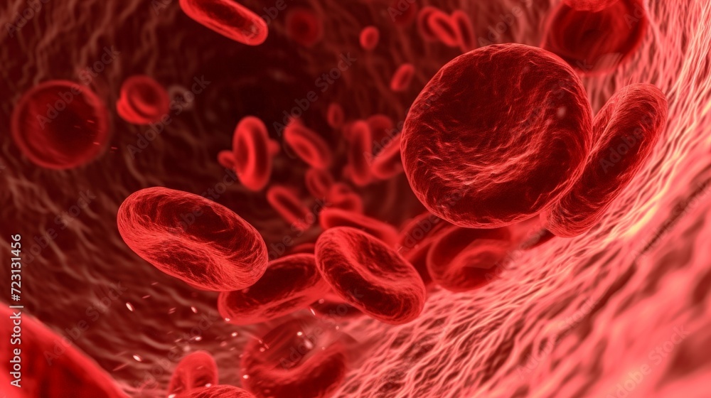 Red blood cells flowing in a vessel Red blood cells flowing in a vessel