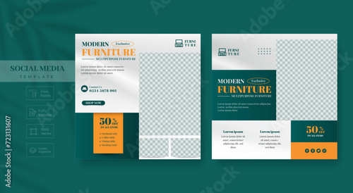 Modern furniture social media template, banner, and instagram post template