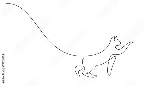 Continuous line drawing of cat on white background