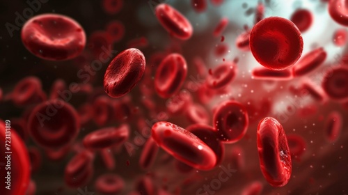 Red blood cells flowing in a vessel