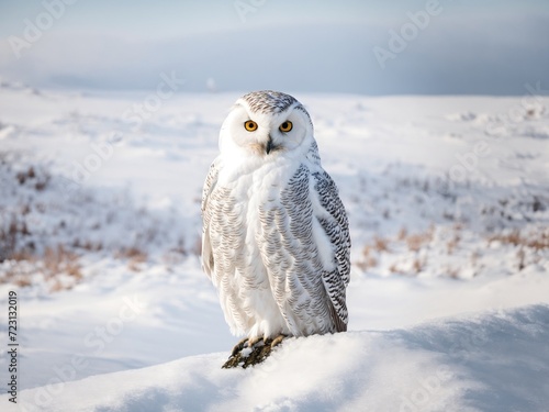 Majestic Snowy Owl Portrait: Enchanting AI Art in a Winter Wonderland