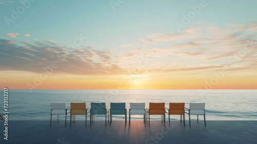 Chairs harmonizing with the horizon, creating a serene seating experience