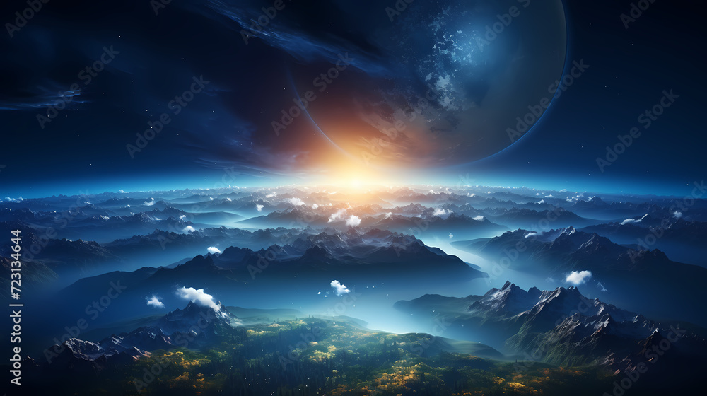 Earth in the cosmic sky, abstract space background of a planet in the universe Earth in the cosmic sky, abstract space background of a planet in the universe
