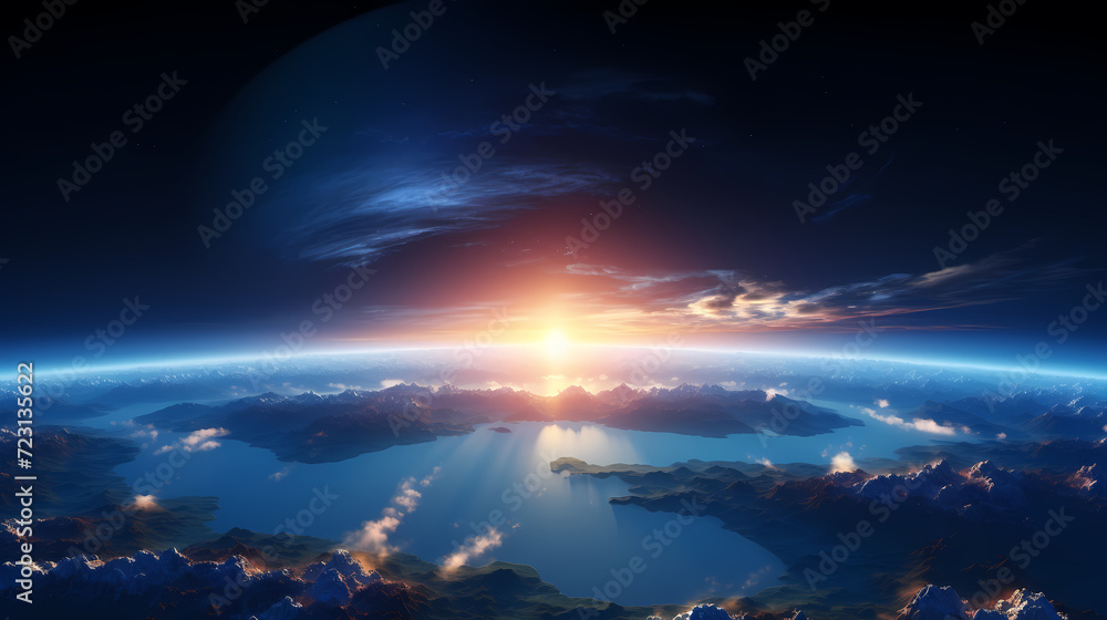 Earth in the cosmic sky, abstract space background of a planet in the universe Earth in the cosmic sky, abstract space background of a planet in the universe