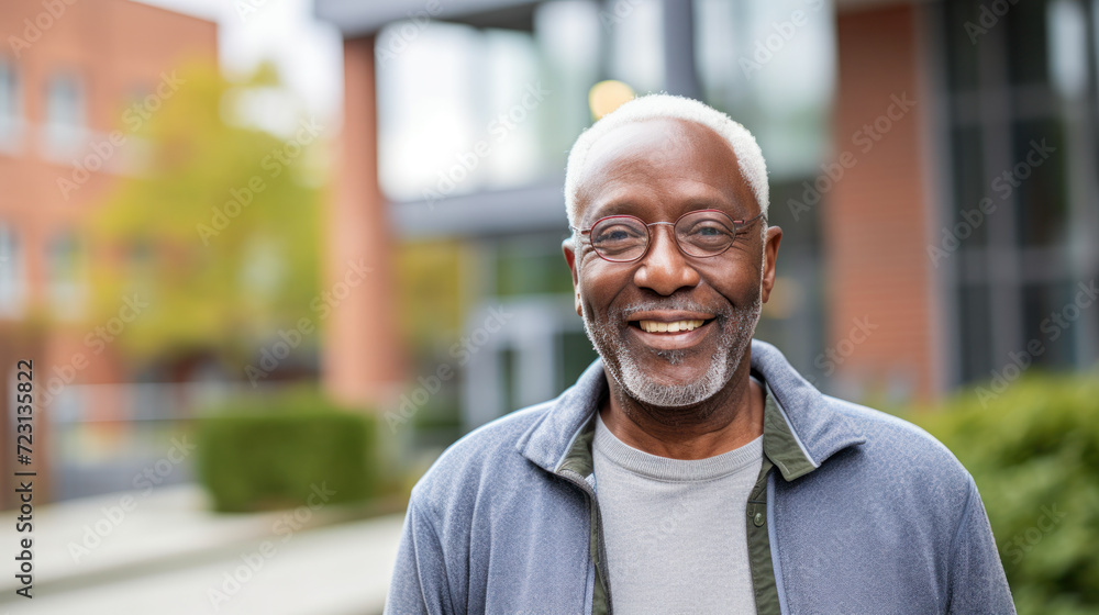 Portrait of cheerful senior man walking in street Portrait of cheerful senior man walking in street