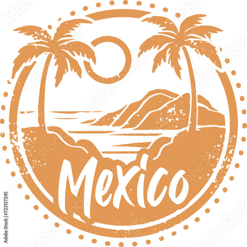 Mexico Vintage Vacation Travel Stamp
