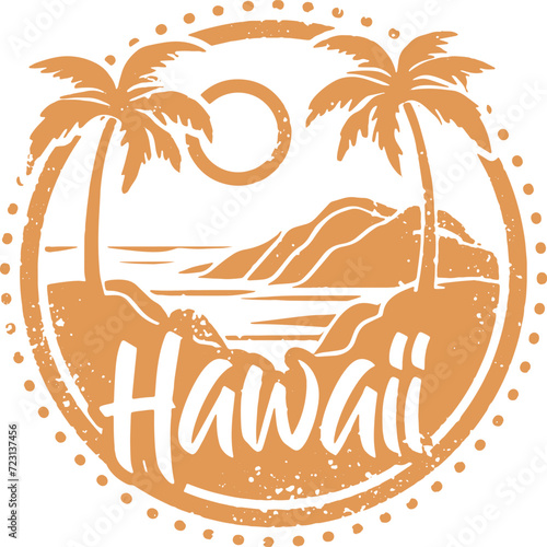 Hawaii USA Vintage Vacation Travel Stamp
