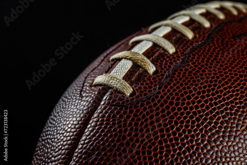 Close-Up of American Football Texture and Laces © Suryani