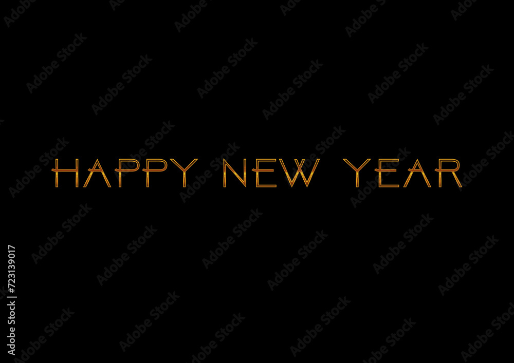 Happy new year.  Golden background for flyer, poster, sign, banner, web, header. Abstract golden symbol text, type, quote. Light blur backdrop. 