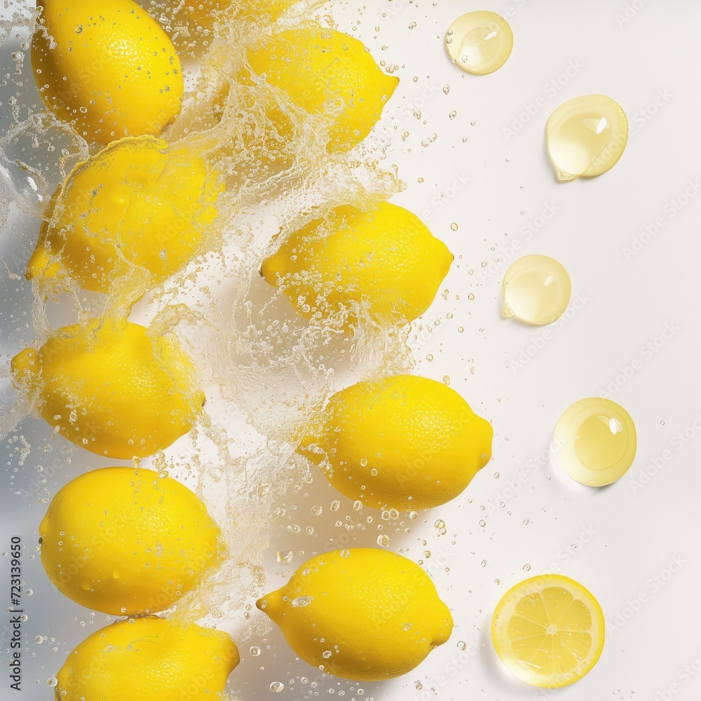 Fresh lemons with water drops on white Fresh lemons with water drops on white