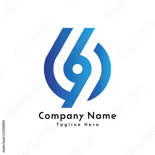69 or B9 letter logo design icon
