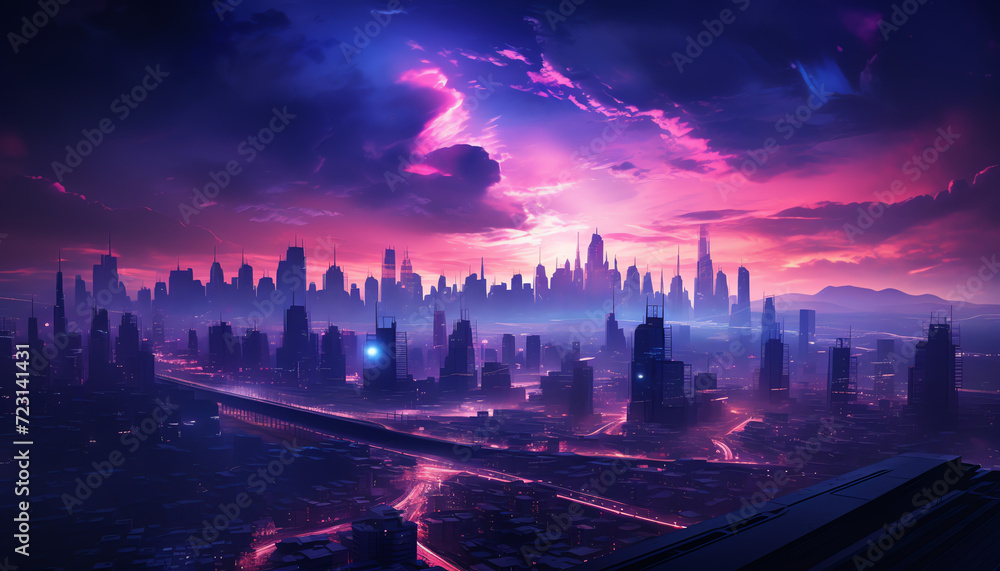 Cityscape with Cyberpunk Fusion Vibes
