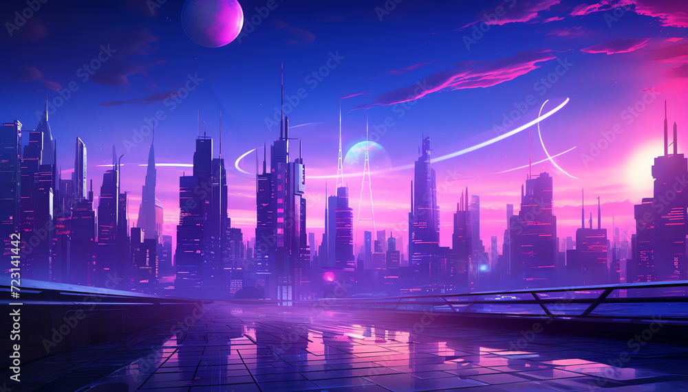 Cityscape with Cyberpunk Fusion Vibes Cityscape with Cyberpunk Fusion Vibes