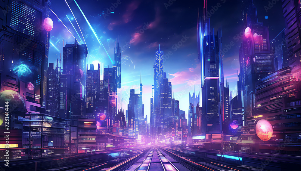 Cityscape with Cyberpunk Fusion Vibes1