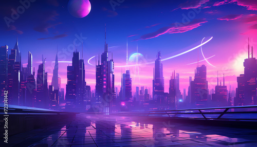 Cityscape with Cyberpunk Fusion Vibes