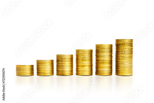 Stapel von Bargeldmünzen in aufsteigender Reihenfolge