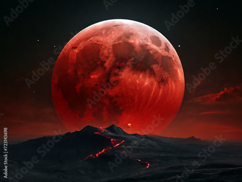 attractive red moon is iconic scenary photo