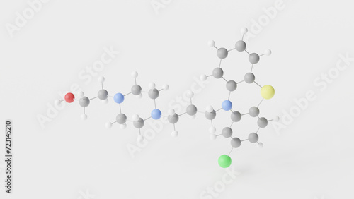 perphenazine molecule 3d, molecular structure, ball and stick model, structural chemical formula phenothiazines