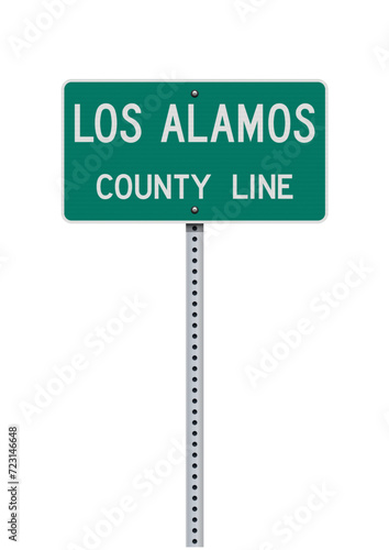 Vector illustration of the Los Alamos (New Mexico) green County Line road sign on metallic post