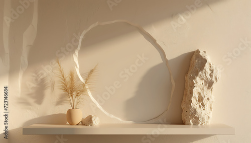 a 3d rendering of an empty mirror on an empty shelf i photo