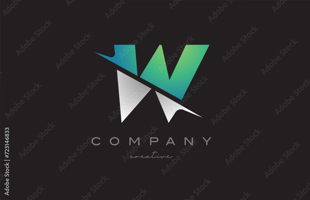 green white grey W gradient letter logo icon design vector illustration. Creative cut style template for a company or business green white grey W gradient letter logo icon design vector illustration. Creative cut style template for a company or business