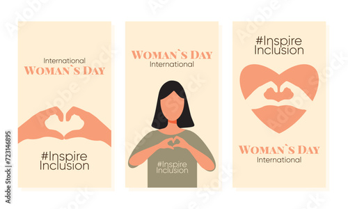 Inspire Inclusion 2024 vertical card. International Women s Day Inspire Inclusion slogan