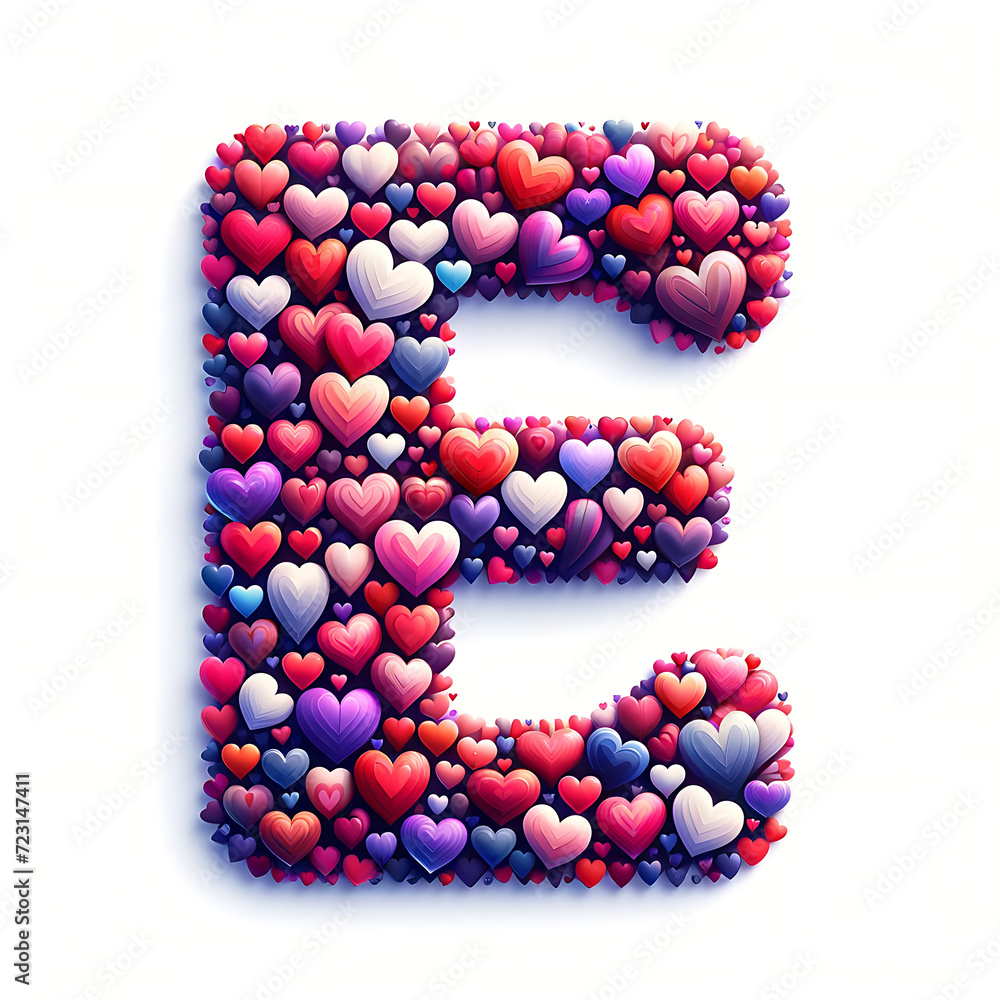 The alphabet letter P is filled with colorful hearts. 3D Rendering Valentine day, anniversary The alphabet letter P is filled with colorful hearts. 3D Rendering Valentine day, anniversary