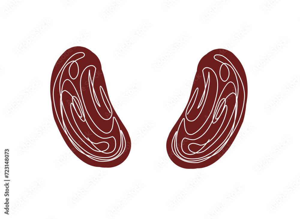 one continuous line drawing of red beans or Phaseolus vulgaris one continuous line drawing of red beans or Phaseolus vulgaris