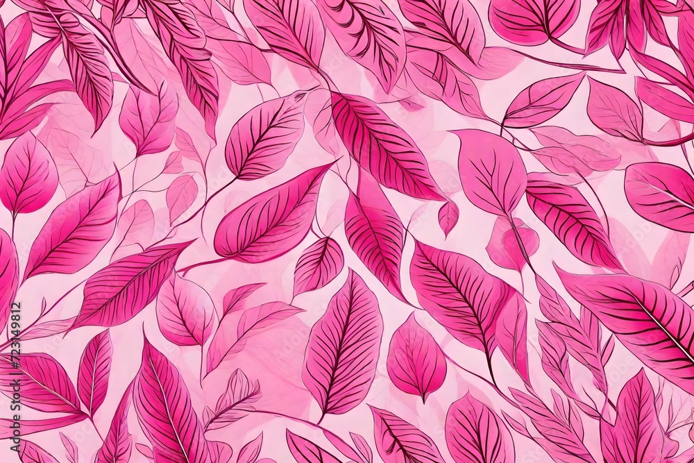 Pink leaves designed wallpaper style natural picture