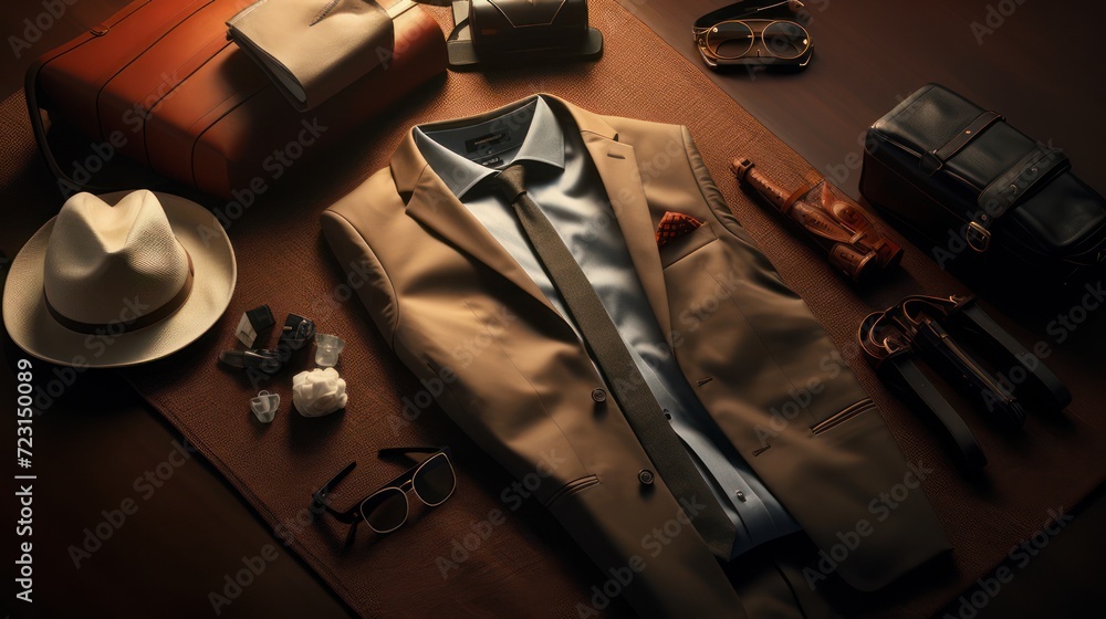 The look of a formal men's suit made by a high-class professional tailor. Expensive and luxurious fashion clothing.